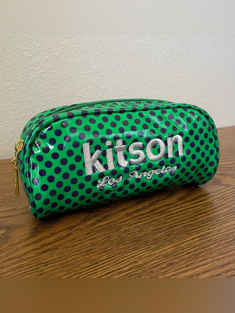 kitson Green with Polka Dot Cosmetic Pouch